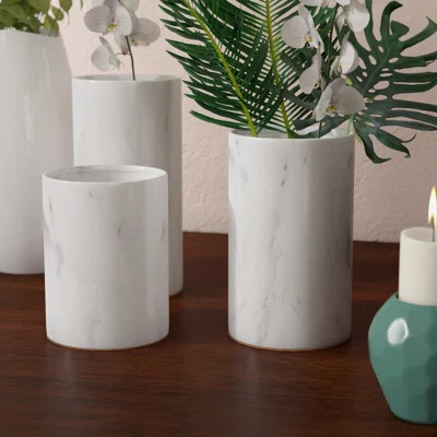 Kangley Marble Ceramic Cylinder Centerpiece 3 Piece Table Vase Set The Twillery Co.™ | Wayfair North America