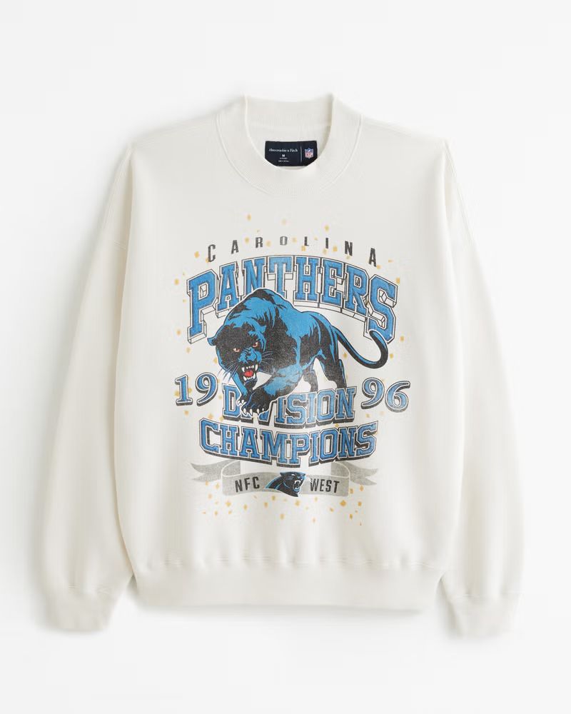 Abercrombie & Fitch Men's Carolina Panthers Graphic Crew Sweatshirt in Off White - Size XXL TALL | Abercrombie & Fitch (US)