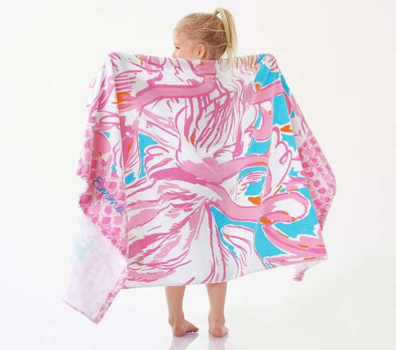 Lilly Pulitzer Pink Colony Kid Beach Towel | Pottery Barn Kids