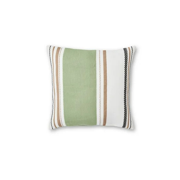 Better Homes & Gardens 18" x 18" Green Bold stripe Outdoor Pillow | Walmart (US)