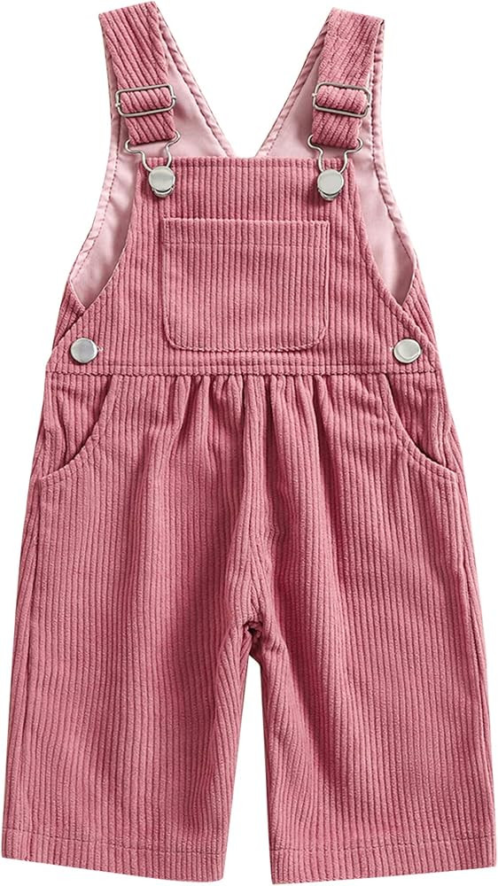 Infant Baby Boy Girl Corduroy Overalls Solid Suspender Bib Pants One-Piece Strap Jumpsuit Pocket ... | Amazon (US)