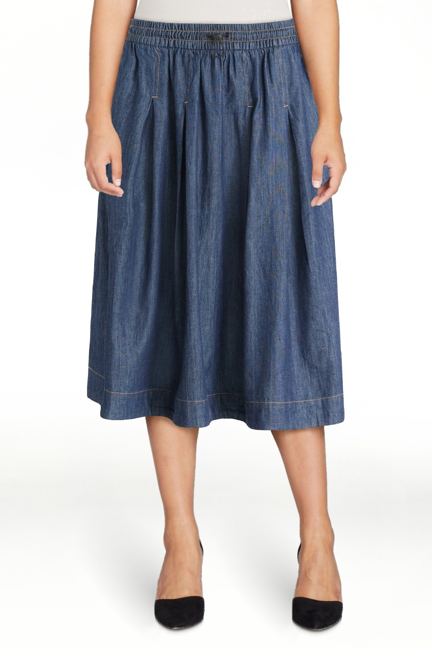 Free Assembly Women's Pull On Pleated Denim Maxi Skirt, Sizes XS-XXL | Walmart (US)