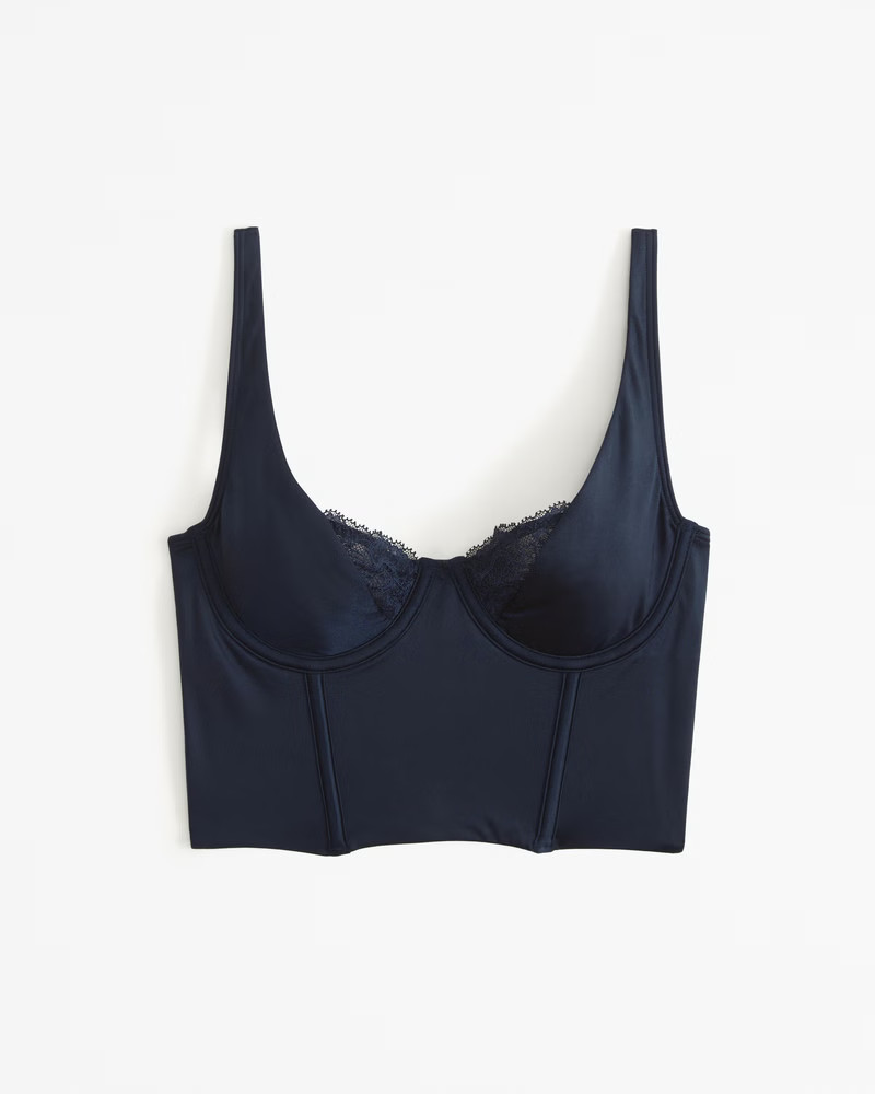 Lace and Satin Balconette Corset | Abercrombie & Fitch (US)