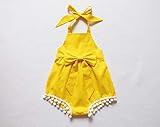 SALE Yellow Polka Dot Baby Girl Romper Pom Pom Bubble Romper | Amazon (US)