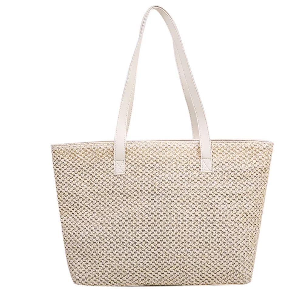 Fashion Women Beach Straw Woven Shoulder Tote Bag Large Handbags (Beige) | Walmart (US)