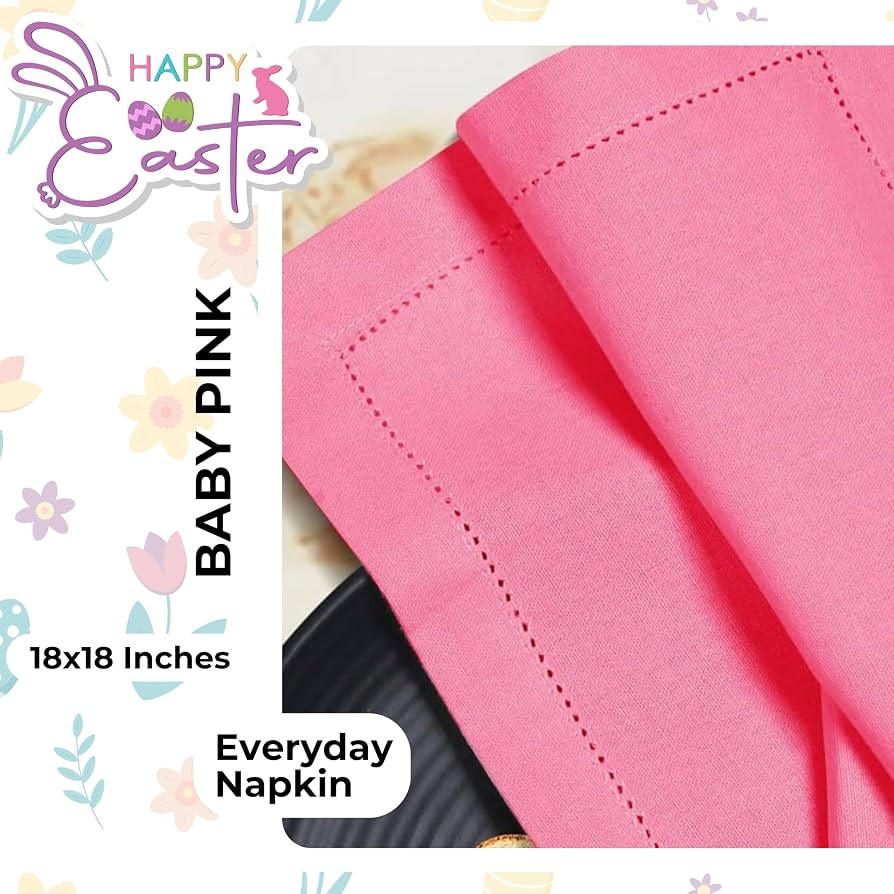 Homidate 100% Cotton Cloth Dinner Napkins Set of 12 – 18x18 Baby Pink Hemstitched – Soft Dura... | Amazon (US)