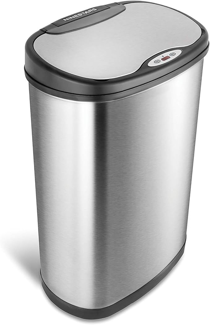 Ninestars DZT-50-13 Automatic Touchless Motion Sensor Oval Trash Can with Black Top, 13 gallon/50... | Amazon (US)
