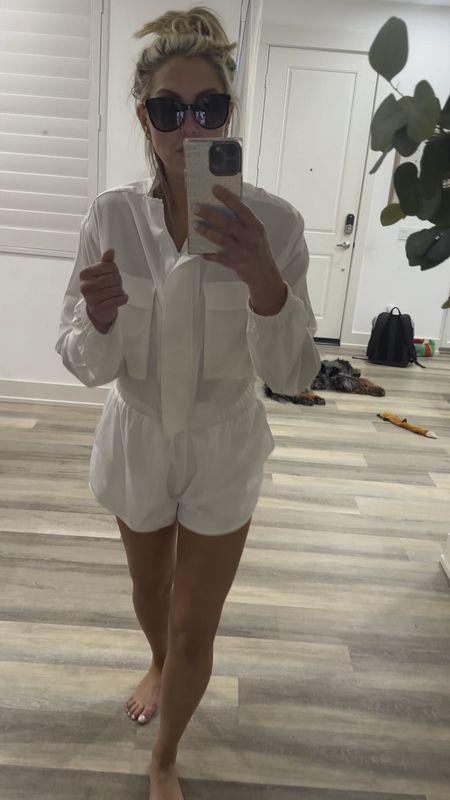 Loving this white athleisure jacket & shorts set from Revolve! The brand is WellBeing + BeingWell 🤍

#LTKfitness #LTKGiftGuide #LTKVideo