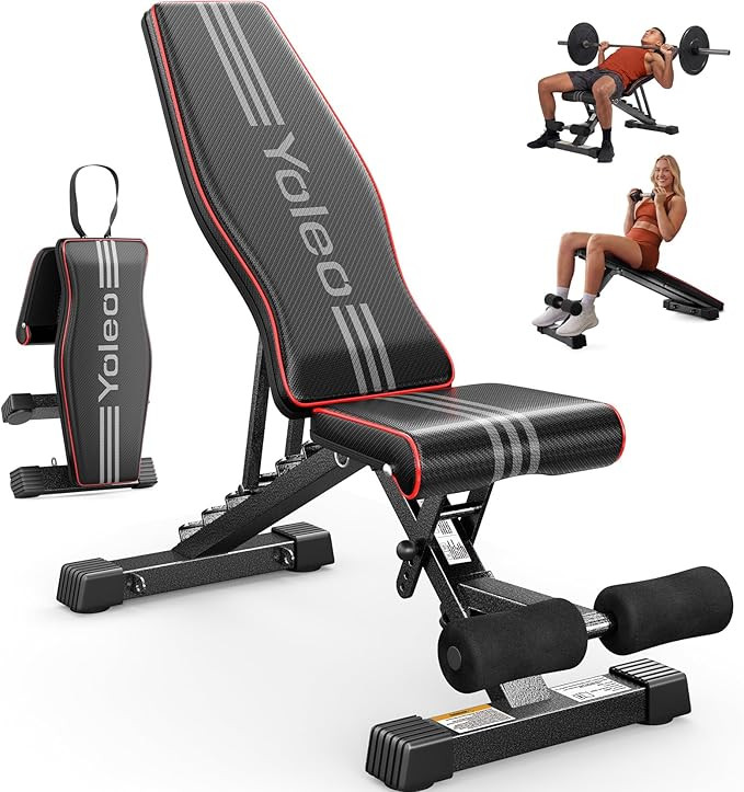 YOLEO Adjustable Weight Bench for Home Gym, ASTM-Certified 827LBS, 98% Pre-Assembled, Foldable Gy... | Amazon (US)