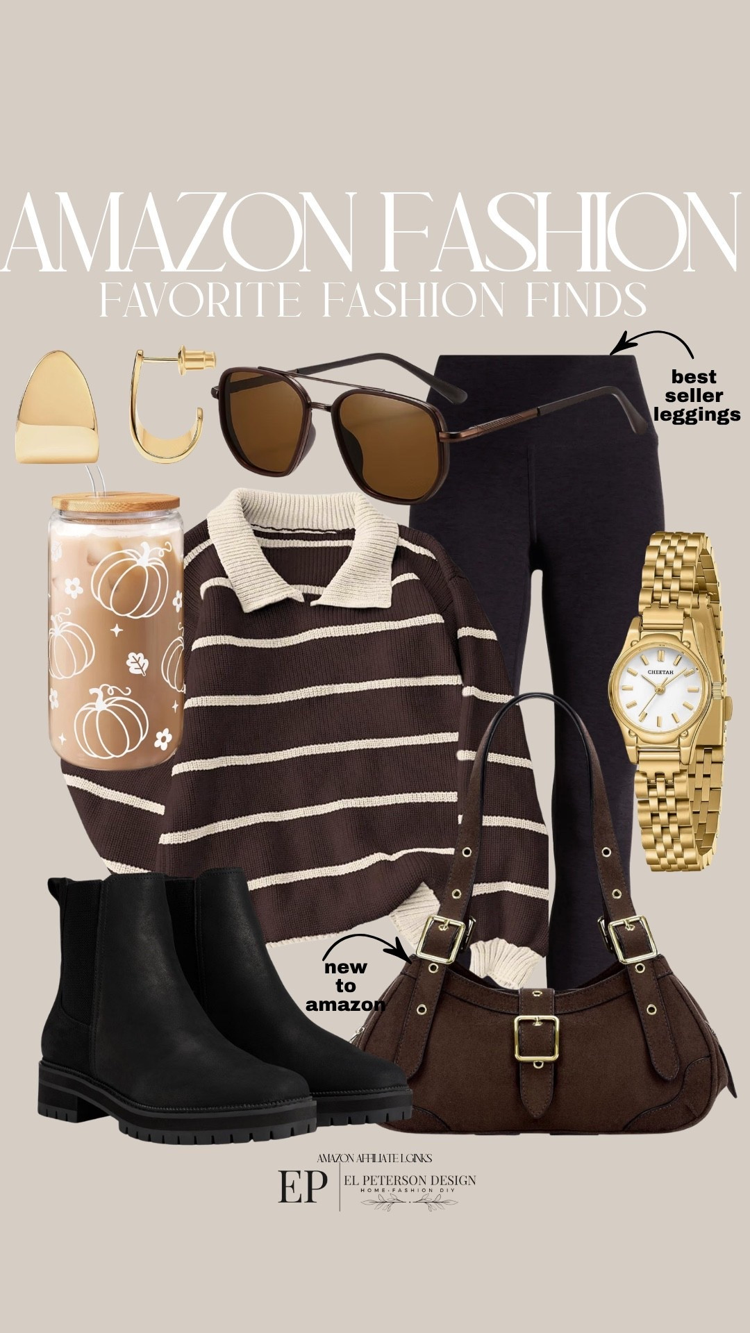 Amazon
Leggings
Sweater
Earrings
Sunglasses
Chelsea boots
Purse
Watch