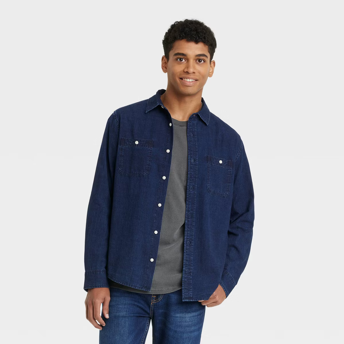Men's Long Sleeve Denim Button-Down Shirt - Goodfellow & Co™ | Target