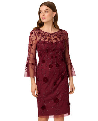 Adrianna Papell Women's Beaded Velvet Boat Neck Sheath Dress - Macy's | Macy's