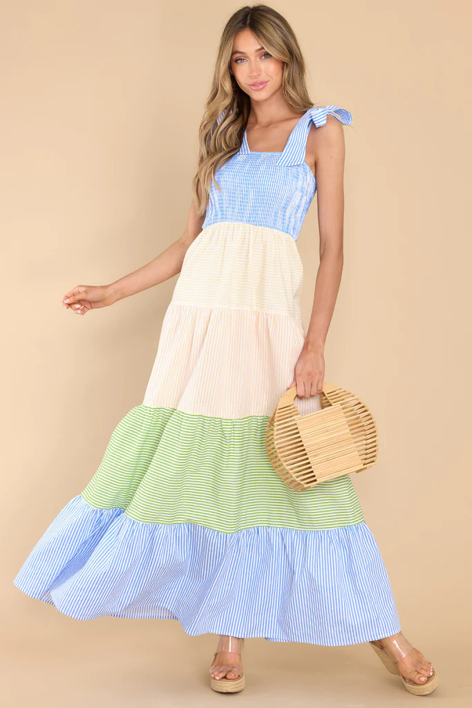 Sweetest Intentions Blue Multi Stripe Maxi Dress | Red Dress 