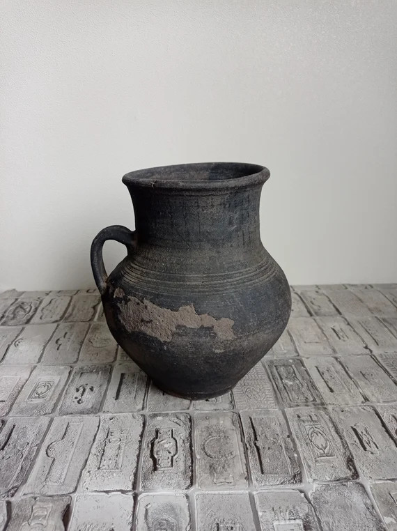 Vintage Black Clay Pot Old Clay Vase Wabi Sabi Pottery - Etsy | Etsy (US)