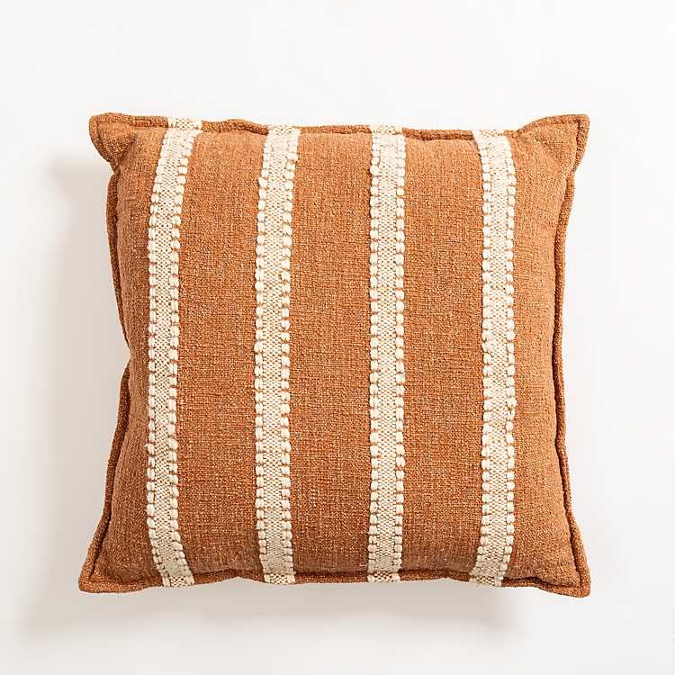 New! Rust and Ivory Striped Pillow | Kirkland's Home