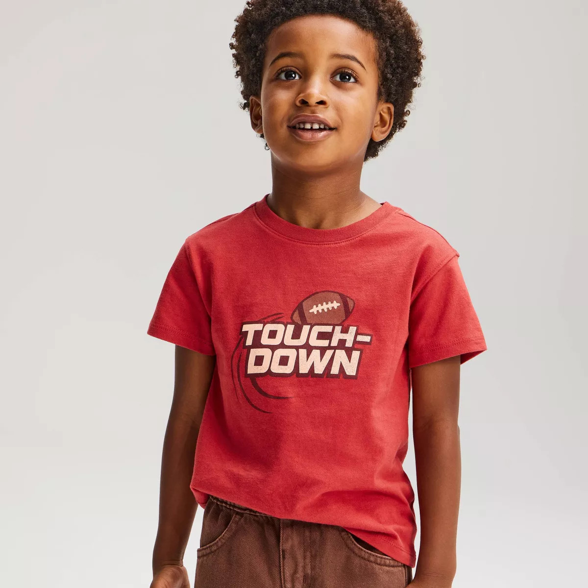 Toddler Boys' Short Sleeve Touchdown Relaxed Graphic T-Shirt - Cat & Jack\u2122 Red 12M | Target