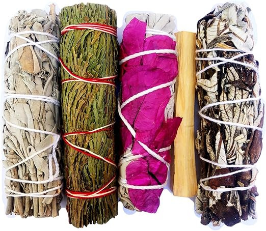 MAMA WUNDERBAR Smudge Kit - White Sage, Cedar, Flower Sage, Yerba Santa, Palo Santo. Home Cleansi... | Amazon (US)