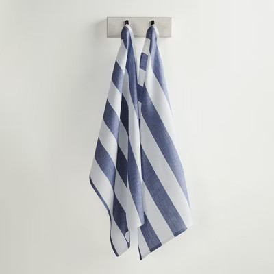 Solino Home Striped Linen Kitchen Towels Navy and White Set of 2, 17 x 26 Inches | Cabana Stripe | Target