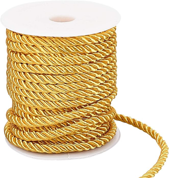PH PandaHall 59 Feet Gold Cord 5mm Twisted Rope Trim Silk Cords Thread Decorative Trim for Christ... | Amazon (US)