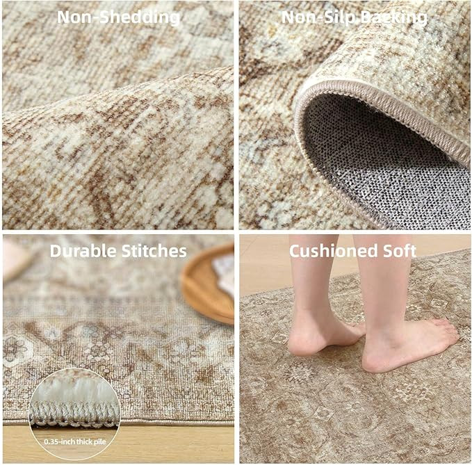8x10 Area Rugs for Living Room: Washable Rug Stain Resistant Non Slip Low Pile Faux Wool Soft Lar... | Amazon (US)