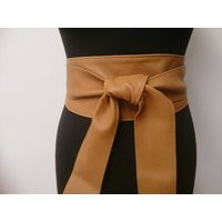 Tan Leather Belt, Obi Yellowish Real Tie Wrap Belt | Etsy (UK)