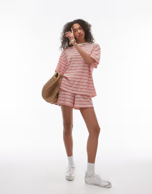 Topshop stripe textured beach tee in red | ASOS (Global)