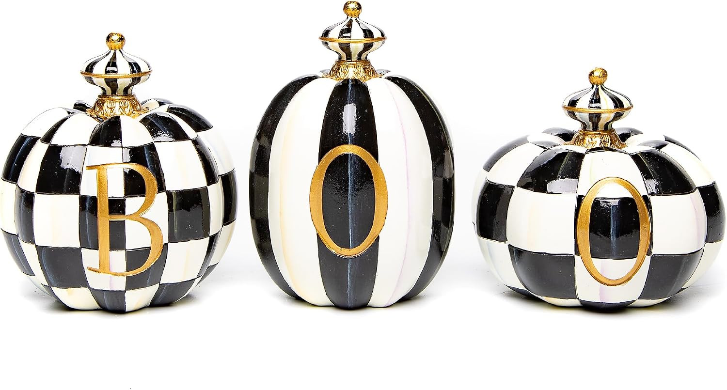 MACKENZIE-CHILDS “Boo” Resin Pumpkin Decor Set, Halloween Decor for Home Decoration, Set of 3 | Amazon (US)