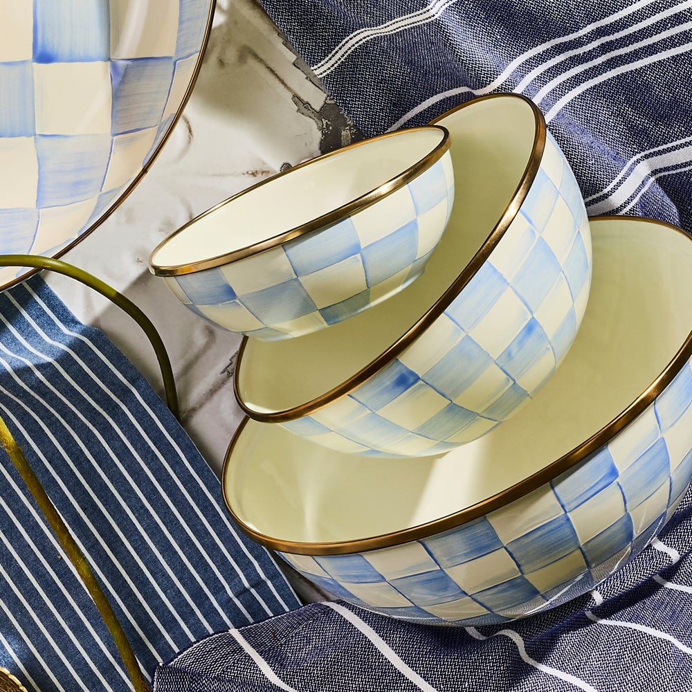 Sky Check Medium Everyday Bowl | MacKenzie-Childs
