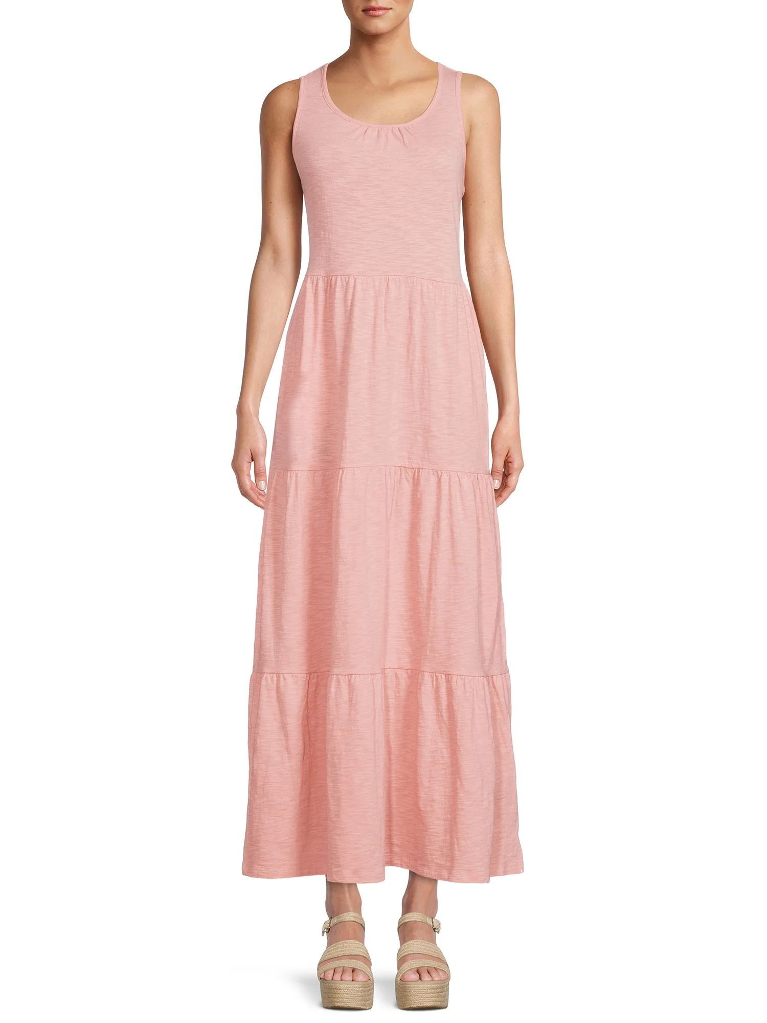 Time and Tru Women's Sleeveless Tiered Maxi Dress | Walmart (US)