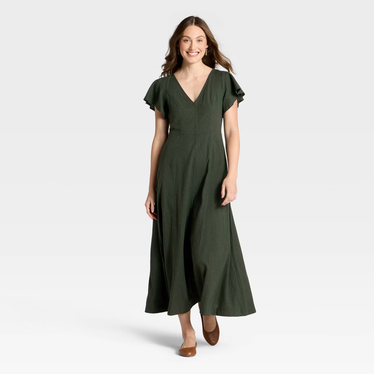 Women's Flutter Short Sleeve Maxi A-Line Dress - Universal Thread™ | Target