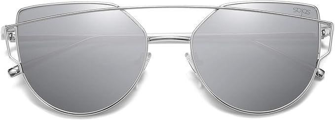 SOJOS Cat Eye Sunglasses for Women Fashion Designer Style Mirrored Lenses SJ1001 | Amazon (US)