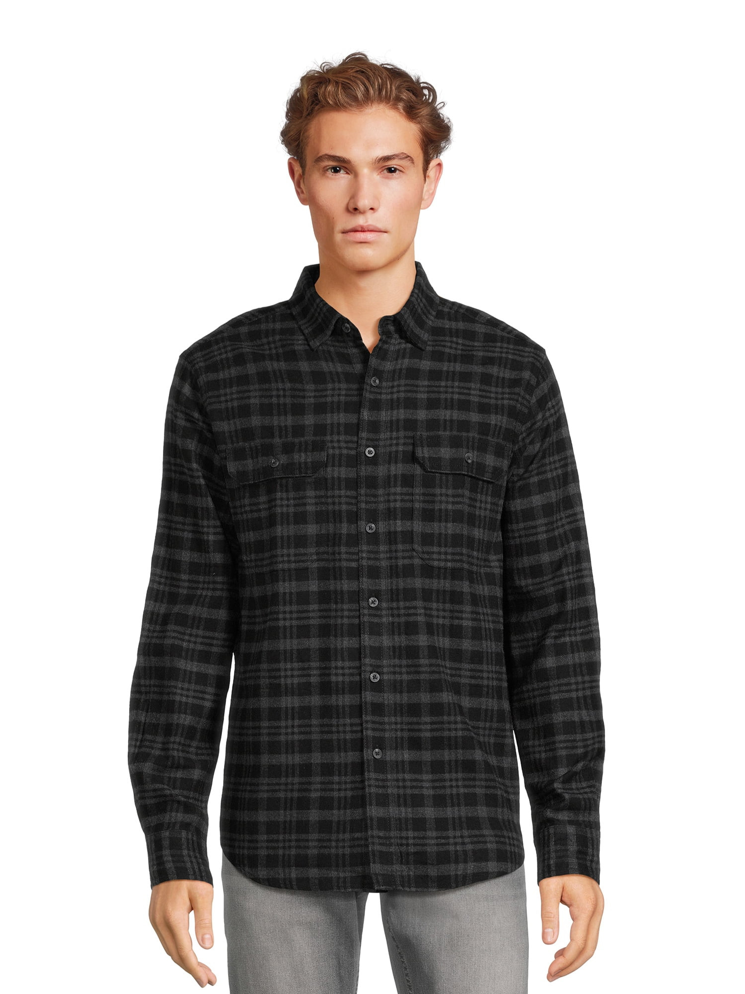 George Men's and Big Men's Flannel Shirt with Long Sleeves, Sizes XS-3XLT | Walmart (US)