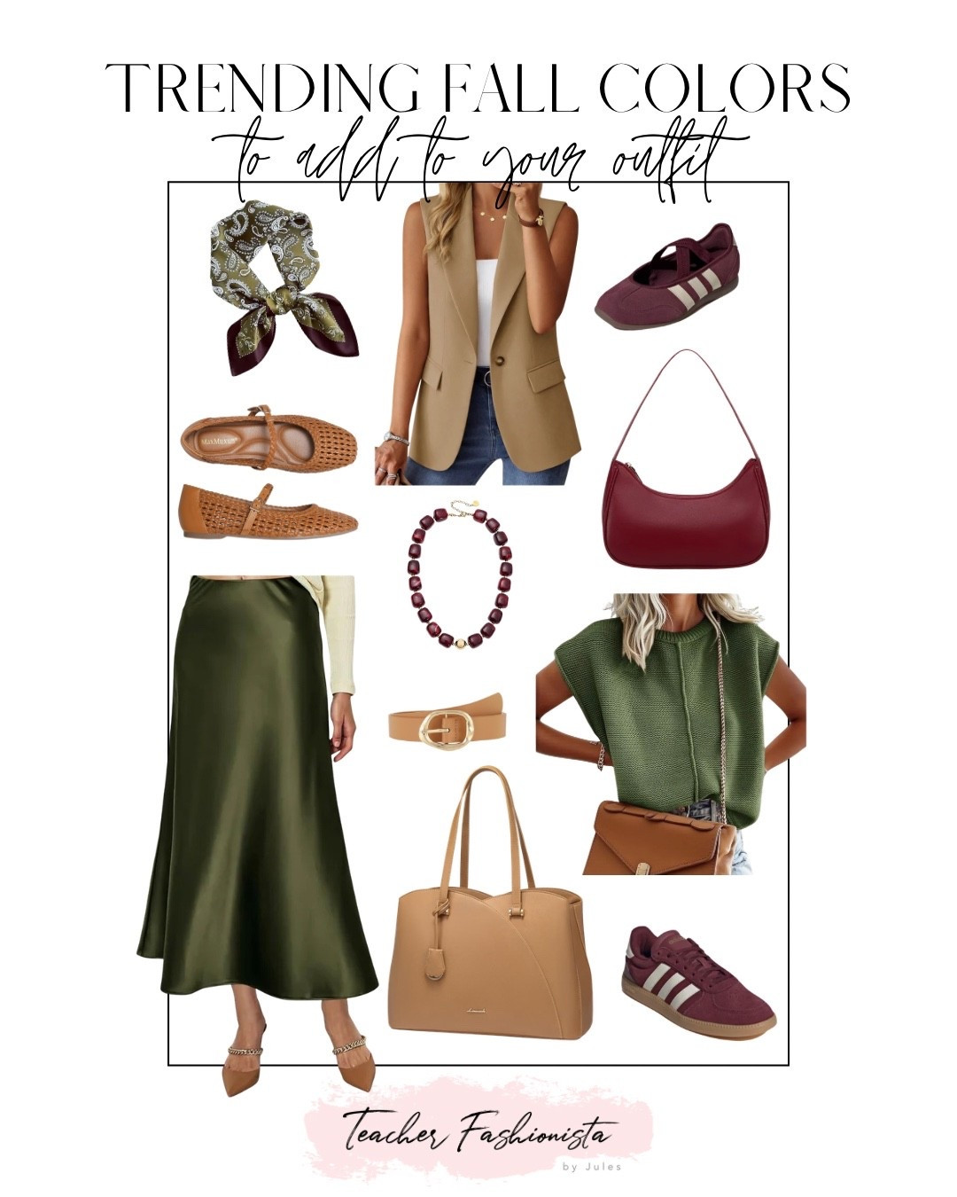 Fall outfit inspo and accessories in trending colors: cherry, moss green, and camel!

#LTKSeasonal #LTKWorkwear #LTKSaleAlert