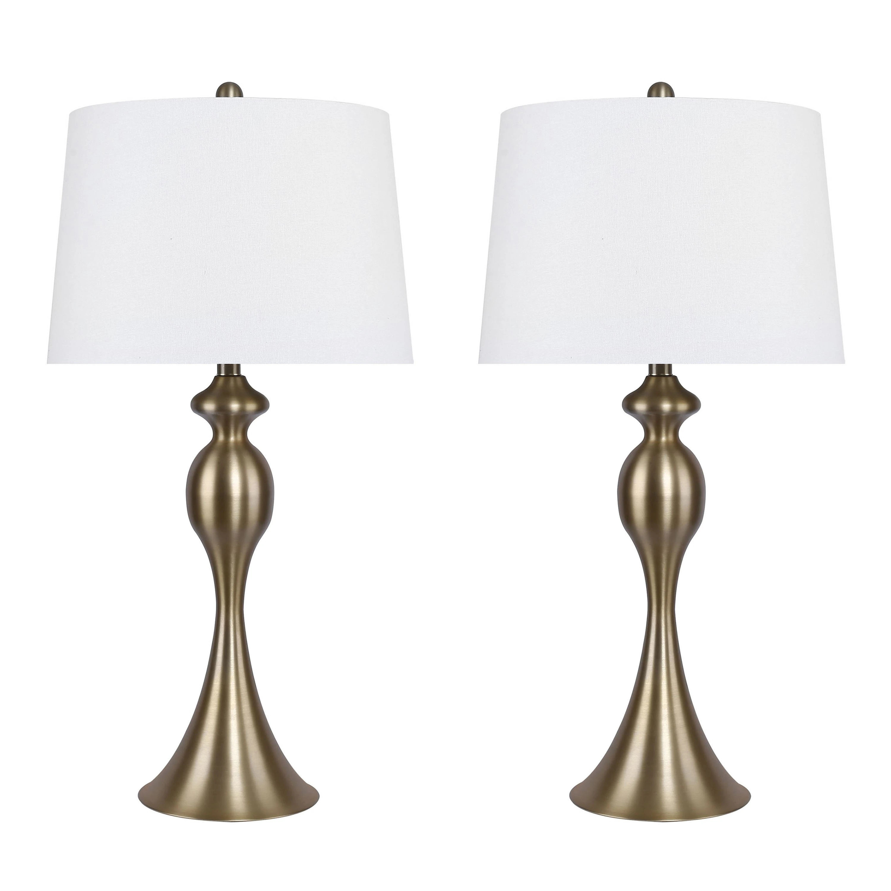29.75" Metal Table Lamp with Linen Drum Shade (Set of 2) | Bed Bath & Beyond