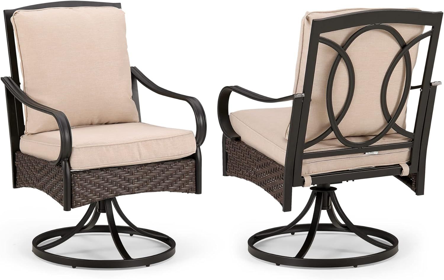 PHI VILLA Patio Swivel Dining Chairs Set of 2, Heavy Duty Outdoor Dining Chairs, Extra Large Pati... | Amazon (US)