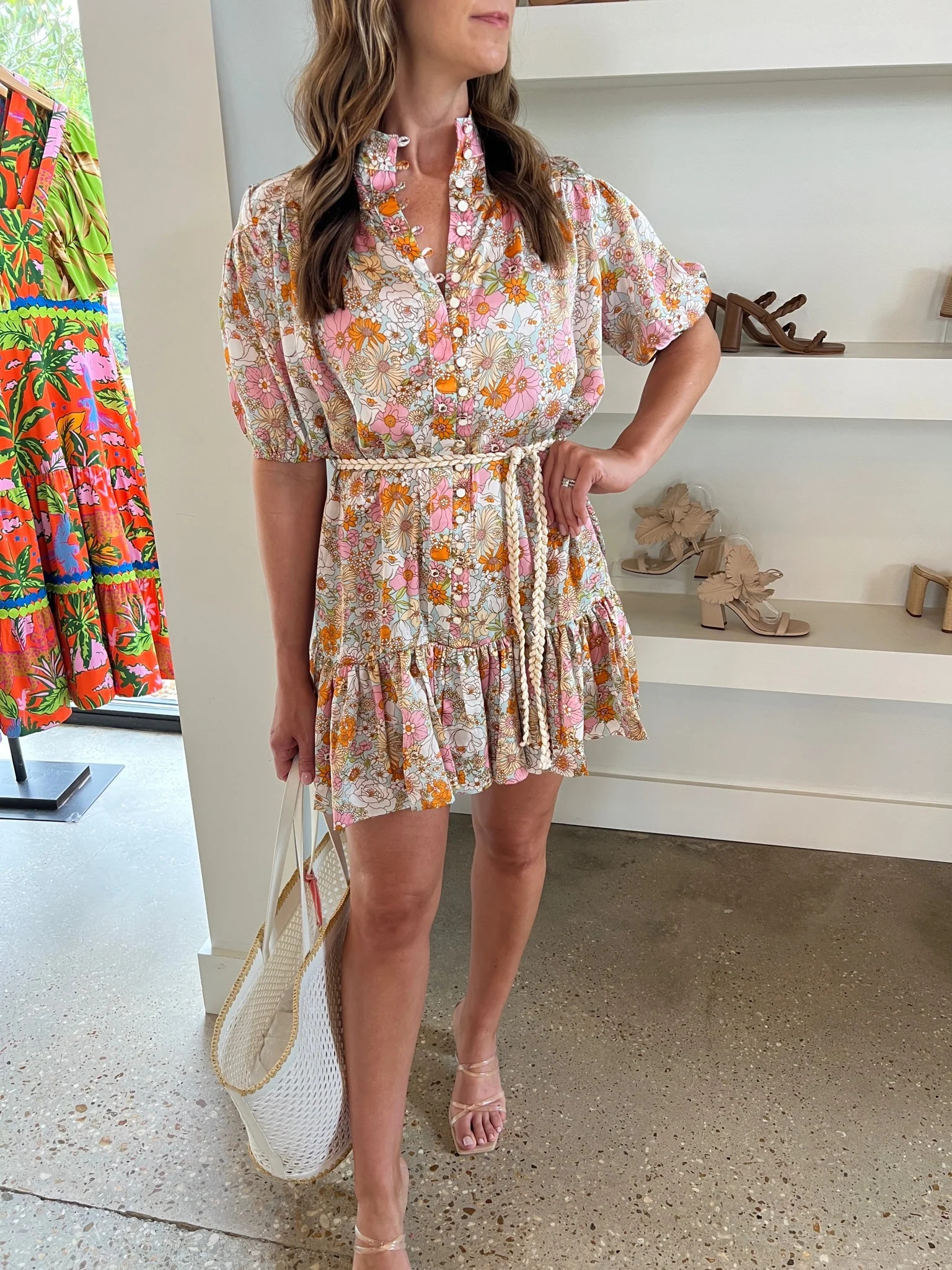 Retro Floral Button Rope Dress | Amor lafayette