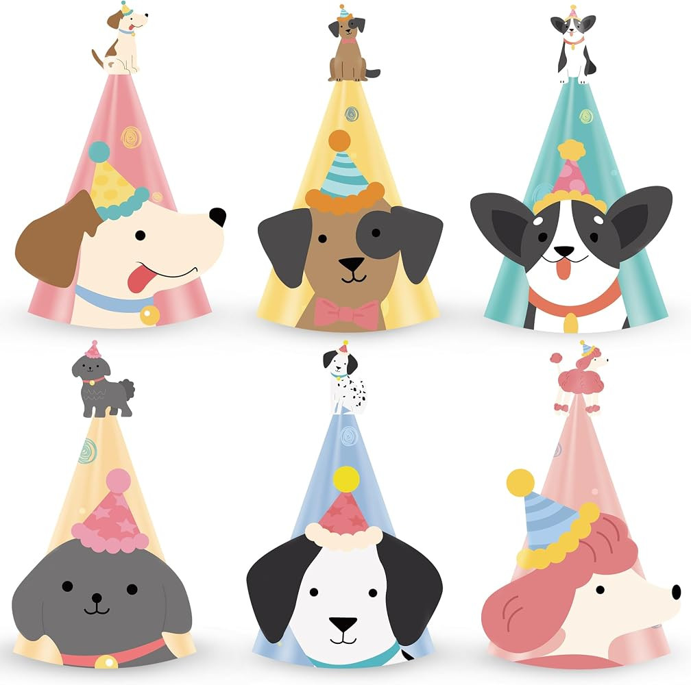 24PCS Vintage Dog Birthday Party Hats Retro Puppy Birthday Party Cone Hats Pet Dog Birthday Party... | Amazon (US)