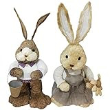 Fraser Hill Farm 15-in. Sisal Mr. and Mrs. Bunny Pair, Cute Easter Rabbit Figurine, Spring Decoratio | Amazon (US)