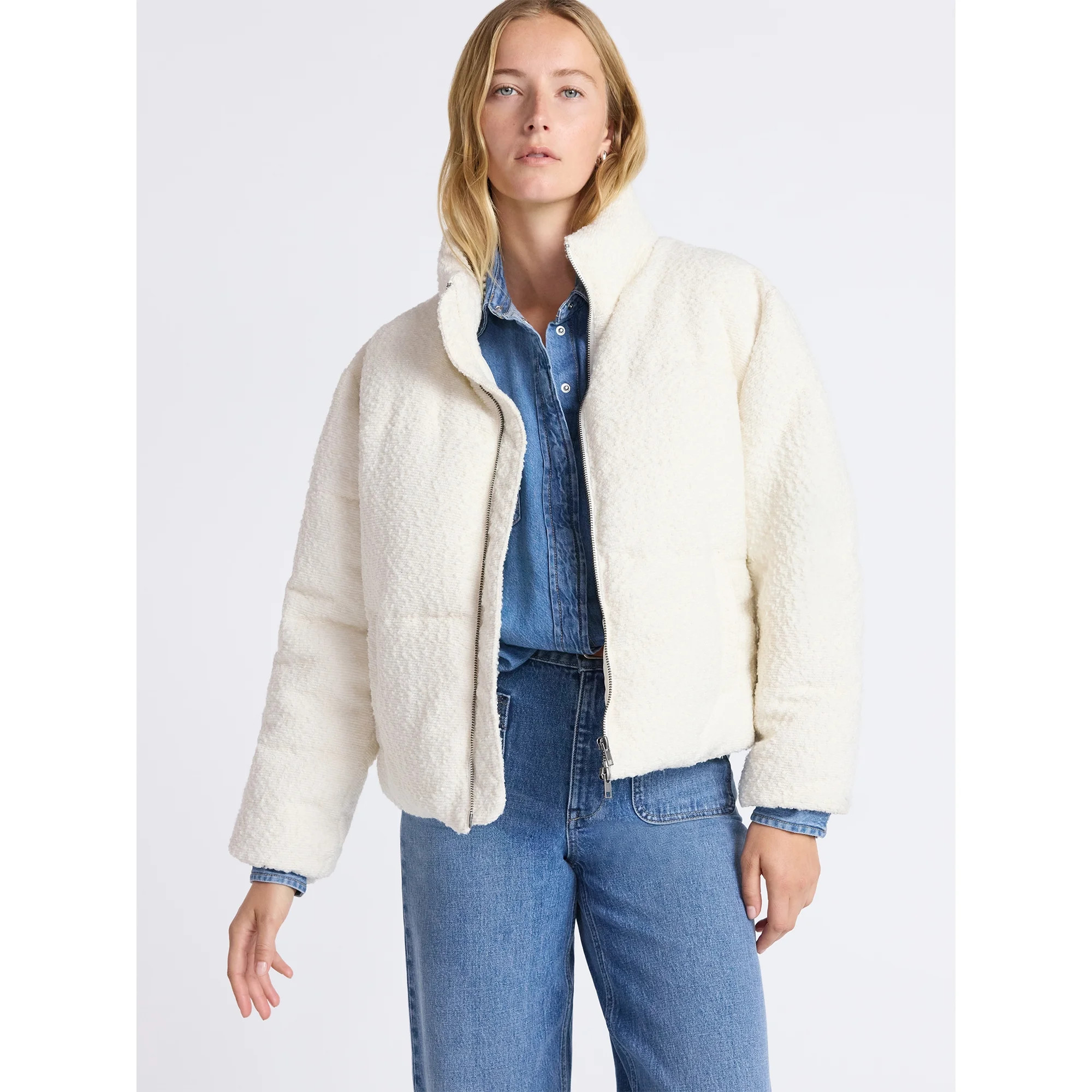 Free Assembly Women's and Women's Plus Cinched Puffer Jacket, Sizes XS-4X | Walmart (US)