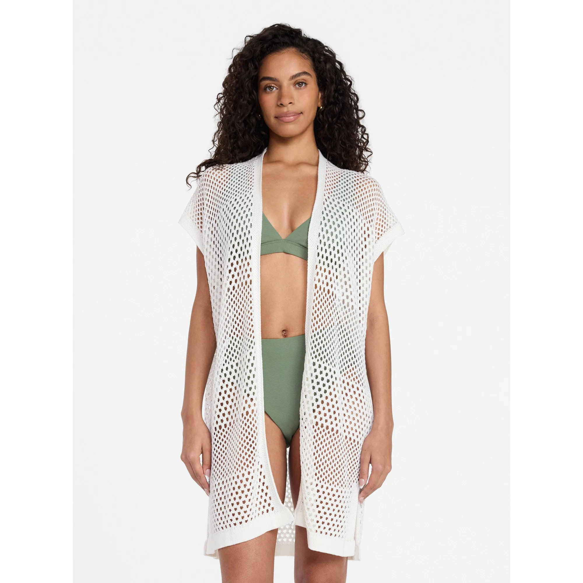 Time and Tru Women's Openwork Knit Coverup, Size L/XL, Winter White | Walmart (US)