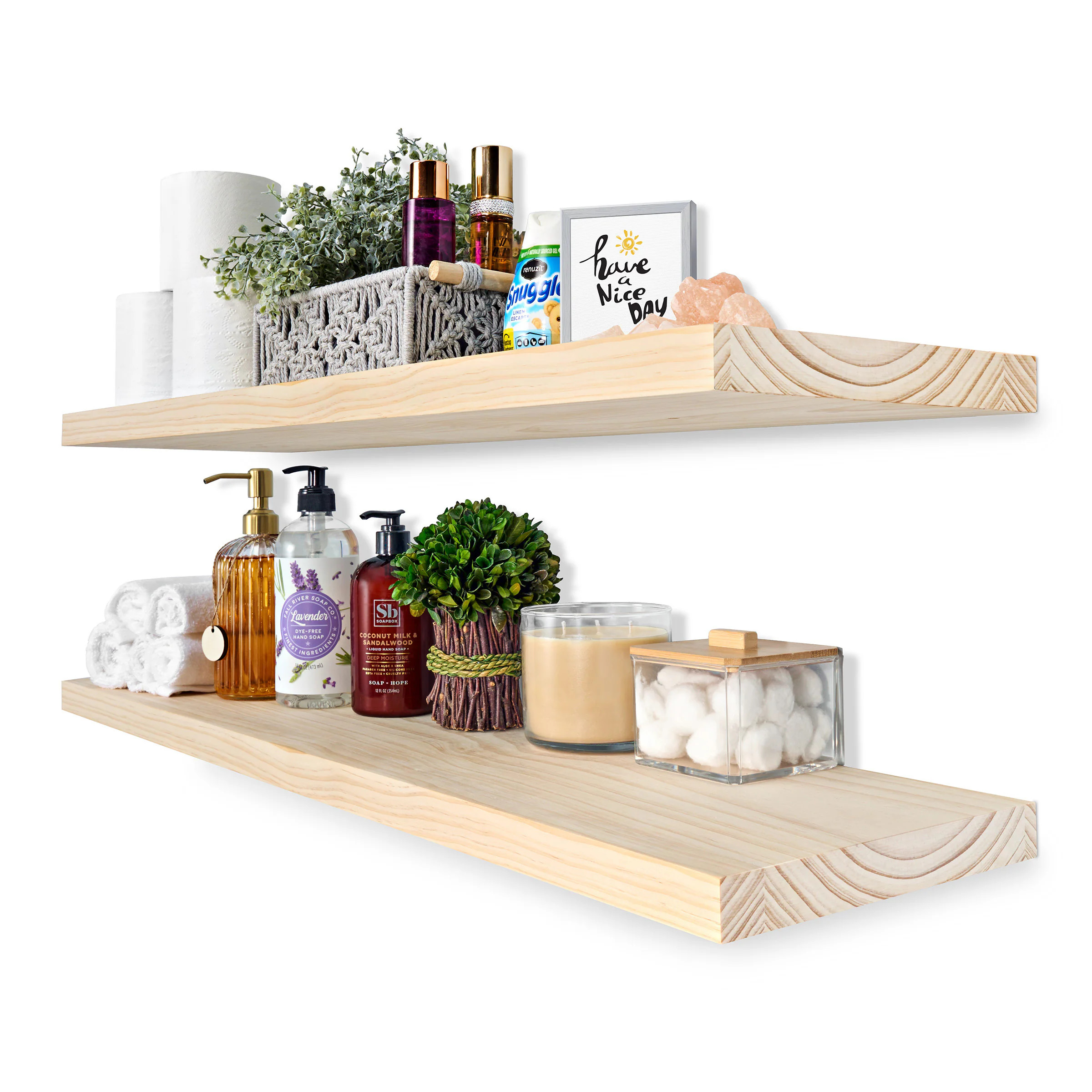 SORBUS 2 Pack 35 Inch Solid Wood Floating Shelves for Bathroom Decor Books Bedroom and Living Room one_size in White | 192405033599 | Lowe's