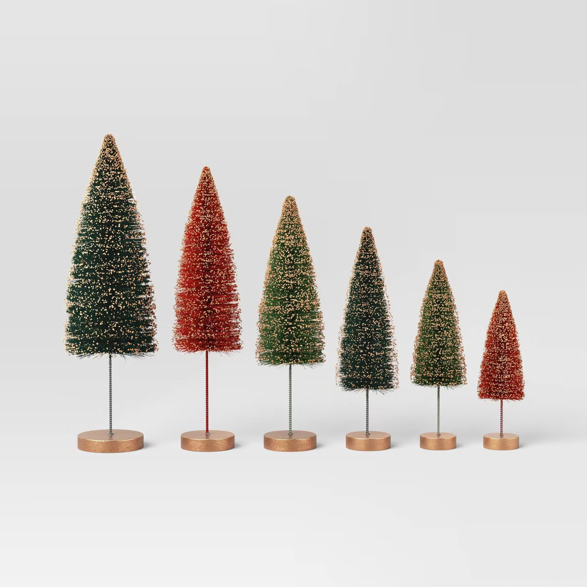 6ct Sisal Bottle Brush Tree Christmas Figurine Set - Wondershop™ | Target
