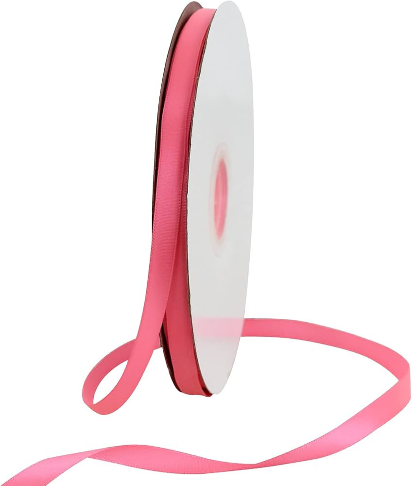 TONIFUL 3/8 in x 100yds Passion Pink Hot Pink Satin Ribbon Thin Solid Fabric Ribbons Roll for Gif... | Amazon (CA)