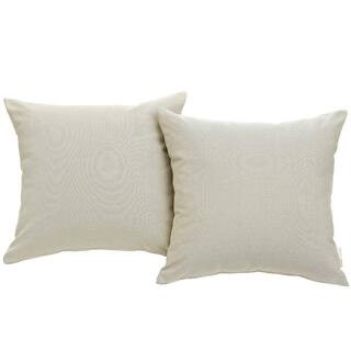 MODWAY Convene 2-Piece Patio Square Outdoor Throw Pillow Set in Beige EEI-2001-BEI - The Home Dep... | The Home Depot