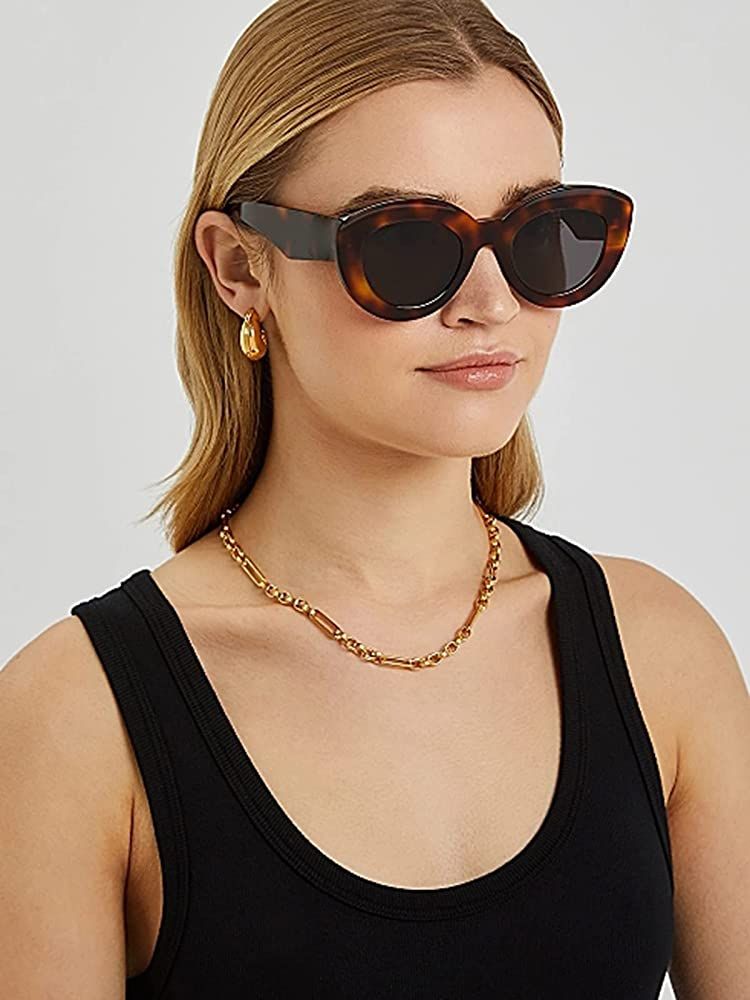 AIEYEZO Oversized Cat Eye Sunglasses for Women Cute Oval Thick Frame Cateye Sun Glasses Chic Retr... | Amazon (US)