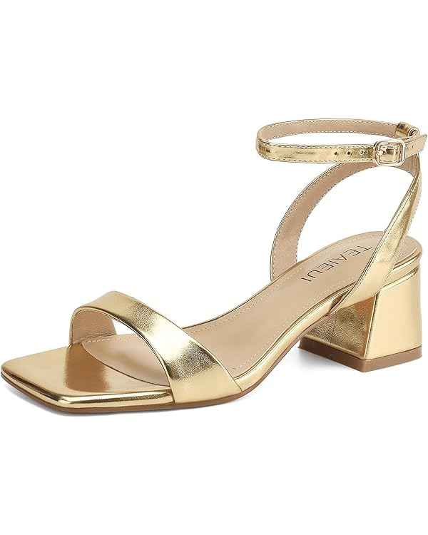 Women's Heeled Sandals Strappy Heels for Women Comfortable Chunky Heels for Women Dress Shoes Squ... | Amazon (US)