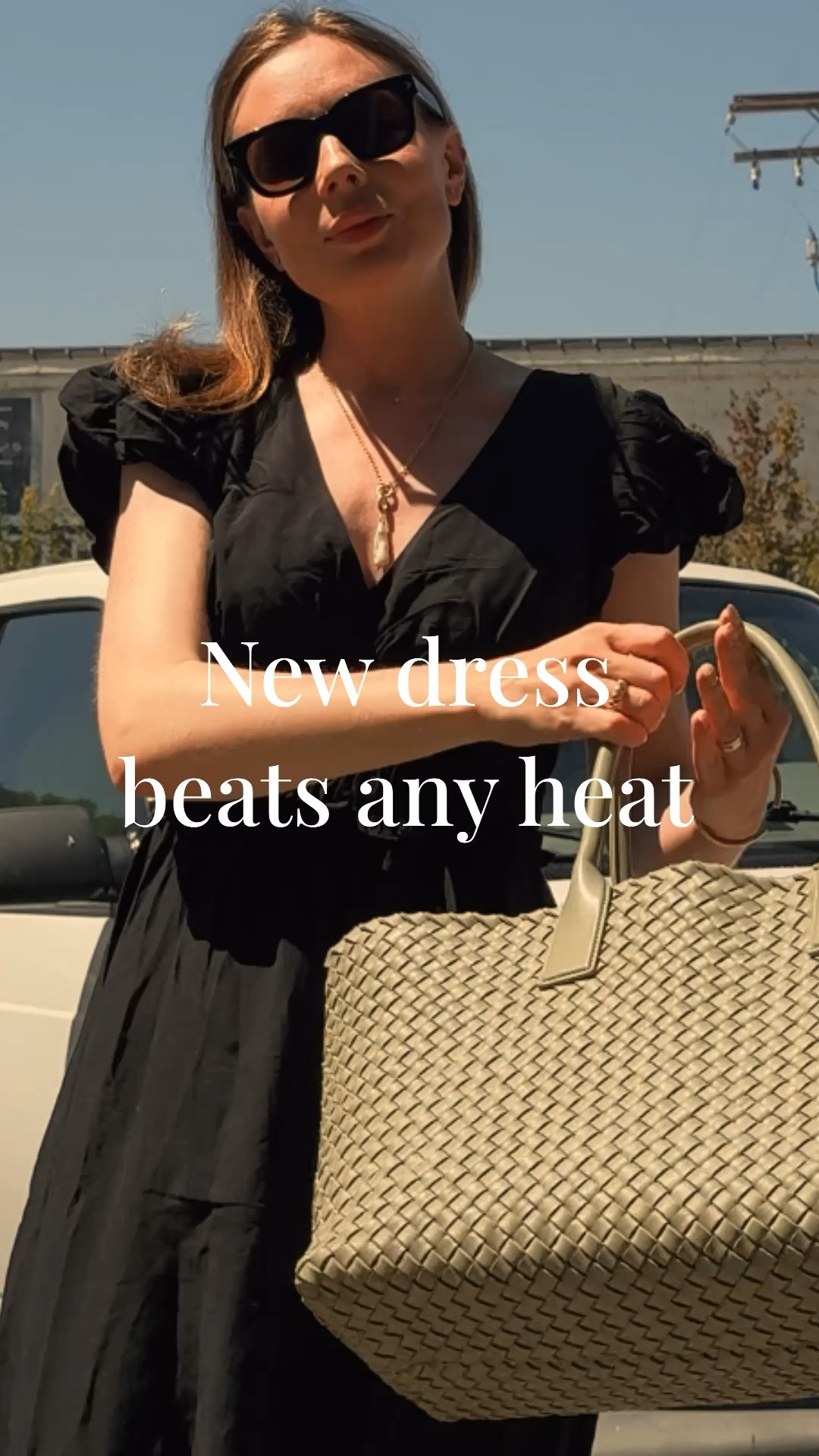 Wearing my new (bump friendly) dress by & Other Stories (on sale rn) + Allsaints slides (similar linked here) + Mejuri necklace + Bottega Veneta Cabat (similar styles linked from Amazon & Madewell). #LTKVideo 

#LTKSeasonal #LTKSaleAlert