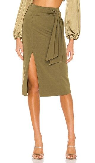 Riva Slit Midi Skirt in Olive | Revolve Clothing (Global)