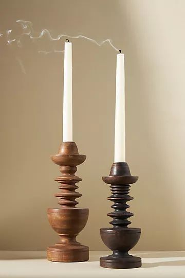 Anna Spiro Wooden Taper Candlestick | Anthropologie (US)