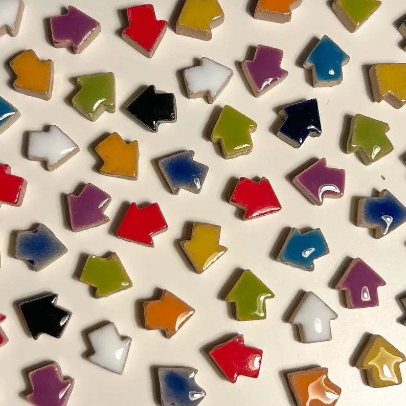 100 Mixed Color Mini House Arrow Ceramic Mosaic Tile, Tiny Bright Colorful DIY Craft Art Supplies... | Etsy (US)